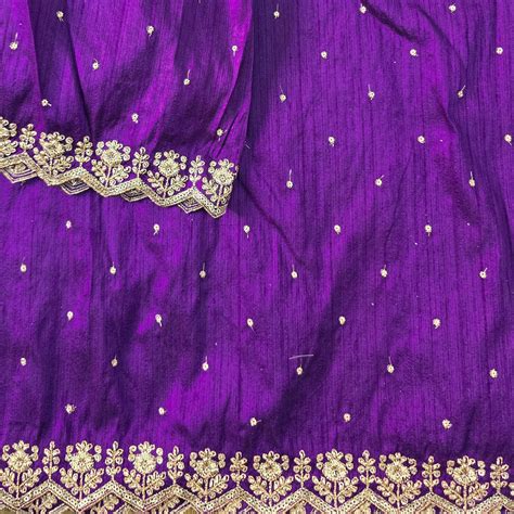Cotton Silk Dark Purple With Goldenish Heavy Aari Work Border Hand Wov ...