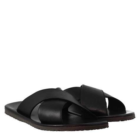 Black Crossed Bands Handmade sandals