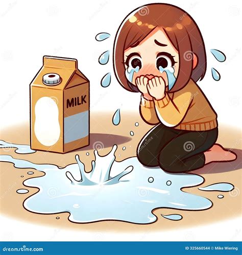 Concept "Cry Over Spilt Milk" Stock Illustration - Illustration of milk ...