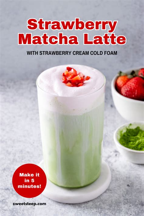 Easy Strawberry Cream Matcha Latte - Sweet Steep