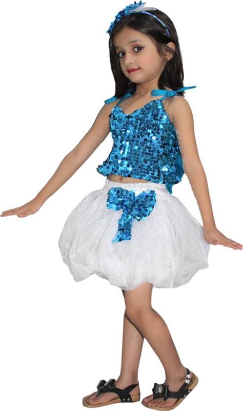 KAKU FANCY DRESSES Western Dance Dress Skirt Top Costume Set -Blue ...