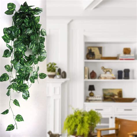 LAMANSH 8 Feet Long Artificial Garland Money Plant Leaf Creeper Greene ...