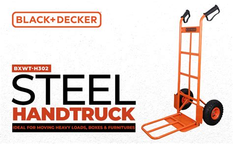 BLACK+DECKER BXWT-H302 Steel Handtruck with Extendable Platform, 120kg ...