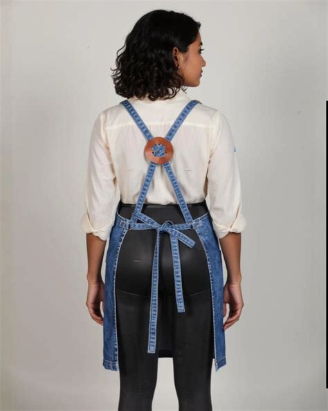 Shop Cusom Made Mid Blue Denim Aprons for Women Online – Enim Custom ...