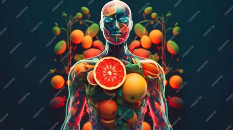 Premium AI Image | An illustration of the human body with various fruits