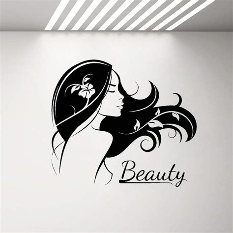 Buy Gadgets Wrap Beautiful Girl Lady Silhouette Wall Decal Bedroom Hair ...