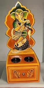 Garden Aura Handcrafted Wooden Ganesha Mandir with Drawer & Twin ...