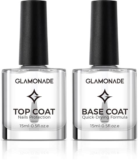 Amazon.com : Glamonade Base Top Coat Nail Polish: Clear Quick Dry Nail Polish High Shine Long ...