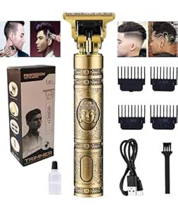 Professional Hair Trimmer T9, Vintage Gold Buddha Design, Cordless with ...