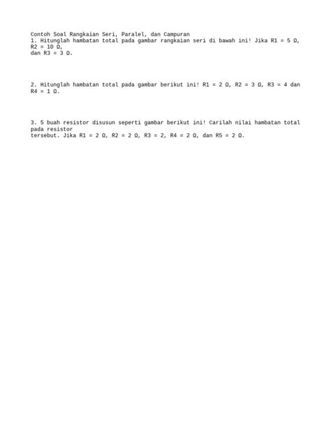 Contoh Soal Rangkaian Seri dan Paralel