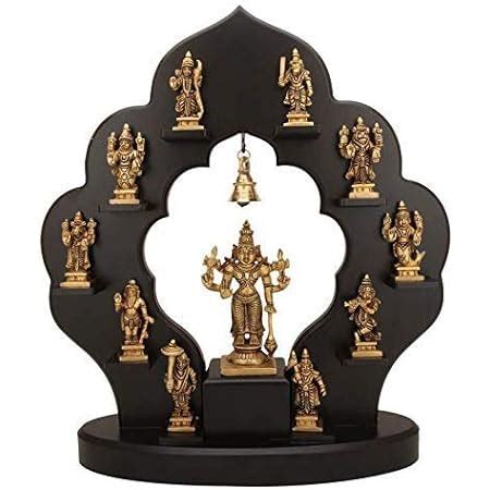 Buy Idol Collections Vishnu Dashavatar Brass Statues with Wooden Frame ...
