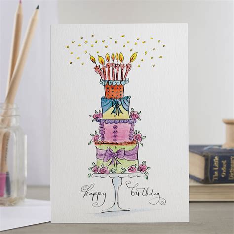 'Happy Birthday Cake!' Birthday Card By Gabrielle Solly Illustration | notonthehighstreet.com