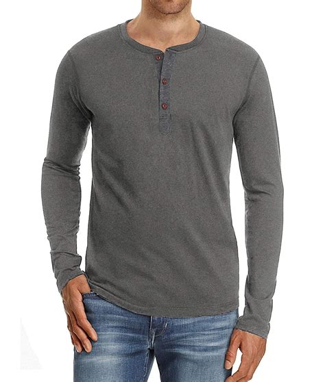 Iceglad Mens Fashion Casual Front Placket Basic Long Sleeve Henley T ...