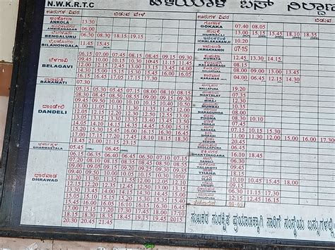 Ksrtc Haliyal Bus timetable chart