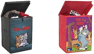 PrettyKrafts Tom & Jerry Folding Laundry Basket for Clothes with Lid ...