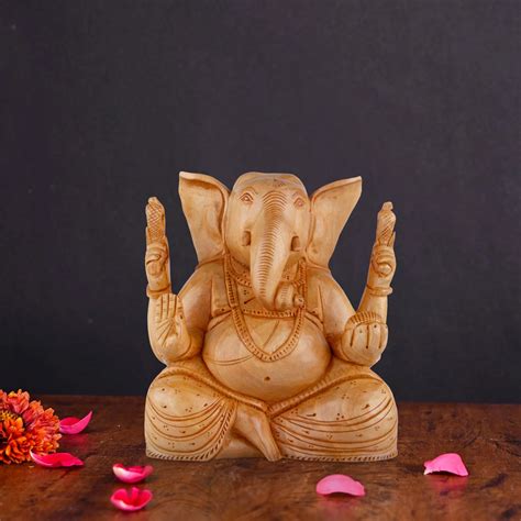 Giri - Big Ear Ganesha Statue | God Idol | Wooden Ganapathi — Giri ...