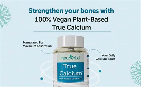 Neuherbs True Calcium 1000mg Supplement For Men & Women- 60 Vegan ...