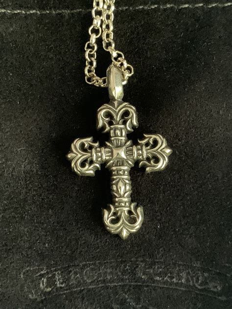 Chrome Hearts Chrome Hearts Filigree Cross Pendant + roll chain ...