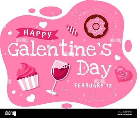 Happy Galentine’s Day Vector Illustration on February 13th with Celebrating Women Friendship for ...