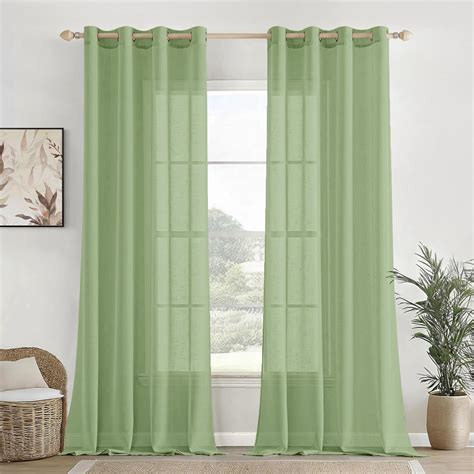 Buy HOMEMONDE Cotton Solid Door Sheer Grommet Curtains, 4.5 Ft, Mint ...