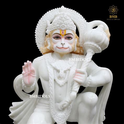 Marble Ashirwad Hanuman Statue made in Makrana Marble in 15inches ...