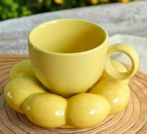 Your Local Store Pack of 1 Ceramic Bubble or Sunflower Cup & Saucer Set ...