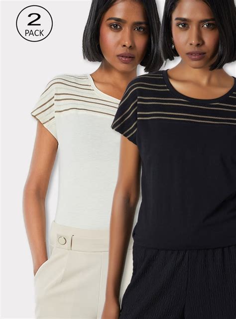 Buy Women Striped T-shirts - Pack of 2 Online at just Rs. 598.0 ...