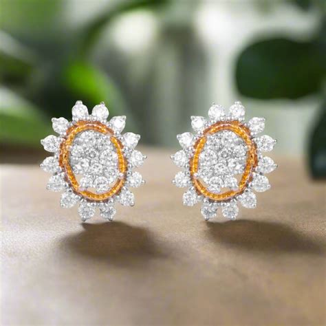 The Fleur Oval 18k Yellow Gold Diamond Studs - EFIF Diamonds – EF-IF ...