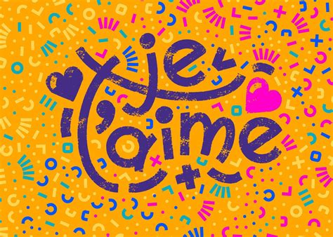 Je t aime french words that translate as I love you. Bold lettering ...