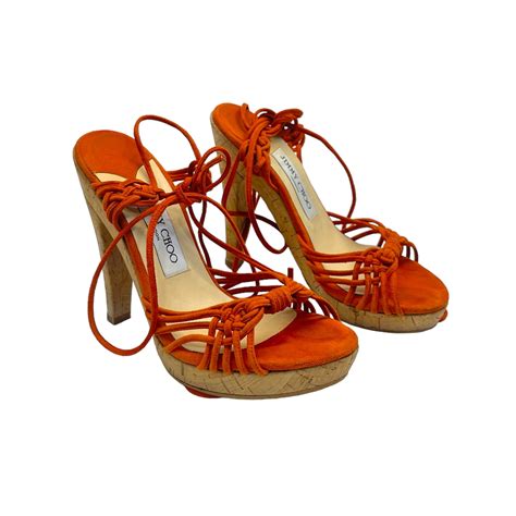 Buy Jimmy Choo Suede Burnt Orange Sandals Size EU 35 Online
