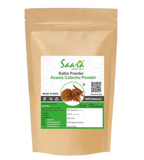 Saara HERBAL FRESH Katha Powder, 70g, Khair Chaal Powder, Khadir Chaal ...