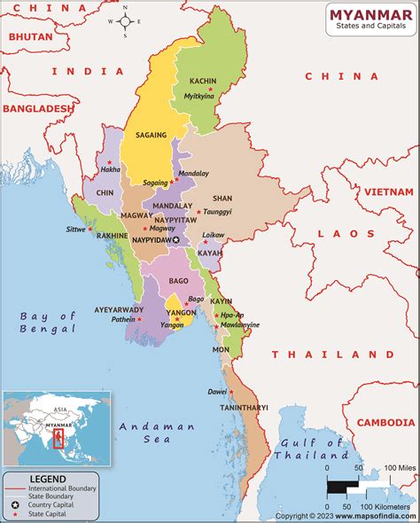 Myanmar States and Capitals List and Map | List of States and Capitals in Myanmar
