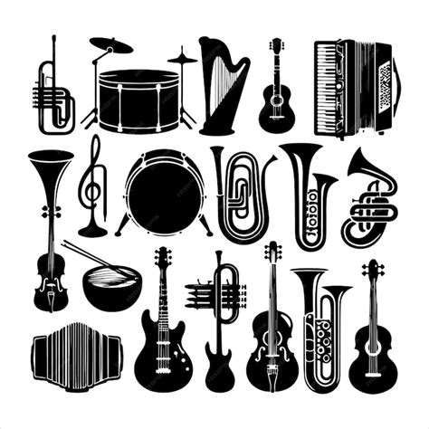 Image result for Music Instruments Black and White