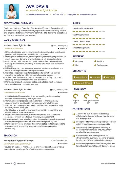 10+ walmart Overnight Stocker Resume Samples & Templates for 2025