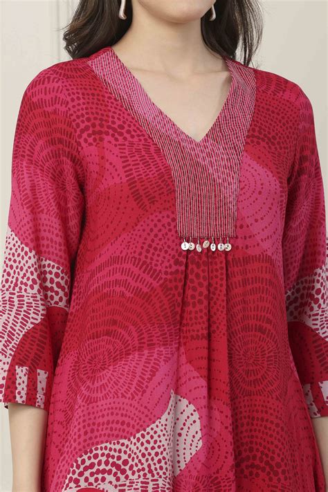 Buy Pink Geometric Printed Straight Suit Set Online at Biba India
