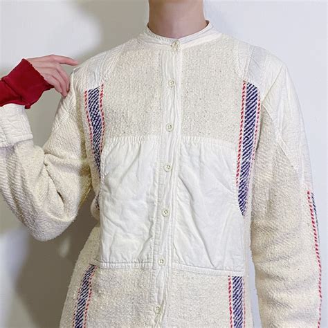 70s Indian cotton white rug jacket | LEMON