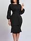 Women's Party Dress Work Dress Sheath Dress Midi Dress Black White Red ...