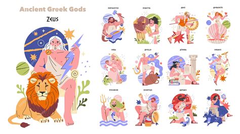 Premium Vector | Ancient greek gods set pantheon of olympians with ...