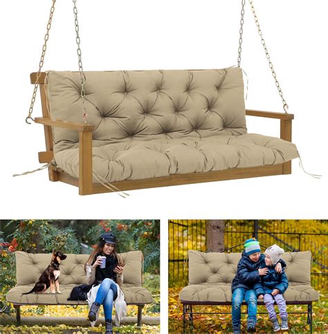 Amazon.com: 5" Thick Waterproof Porch Swing Cushion 60 x 40 in 3 Seater ...