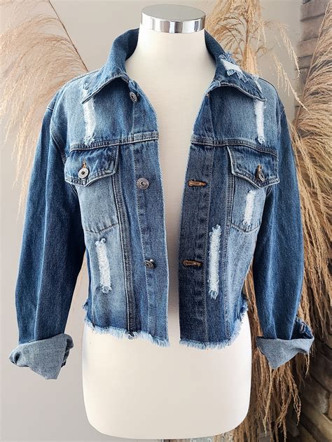Distressed denim jacket - Kenz Boutique