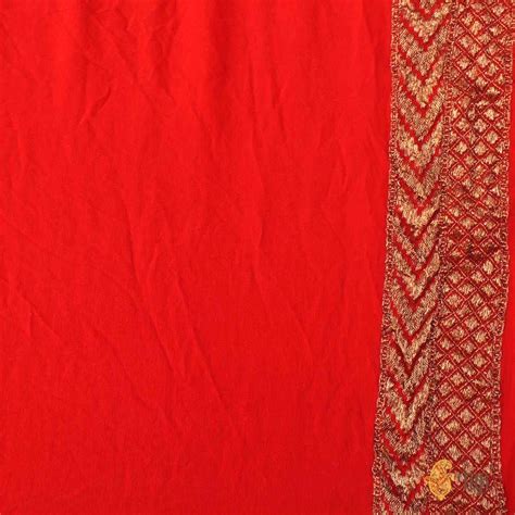 Reddish Orange Pure Georgette Banarasi Bandhani Handloom Saree - Tilfi