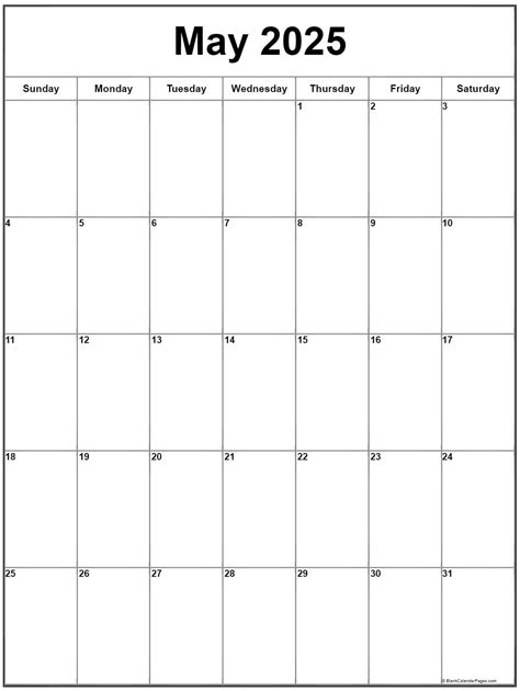 Free May Printable Calendar 2025