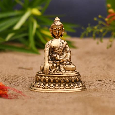 Buy Collectible India Brass Blessing Buddha Idol Statue with Sacred ...