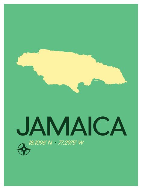 Jamaica Map Travel Poster jamaican Art, Caribbean Island Travel Artwork Print, Vacation Souvenir ...