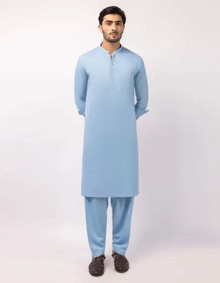 SKY BLUE CASUAL KAMEEZ SHALWAR – Nour