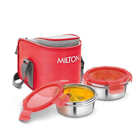 Buy MILTON Cube 2 Lunch box, 300 ml, Set of 2, Red Online at Low Prices ...