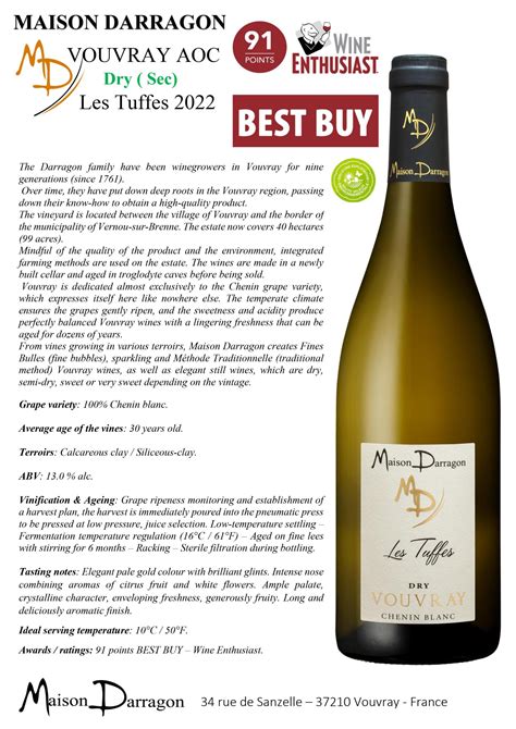 Les Tuffes - Vouvray Sec Chenin Blanc - Vinatovin