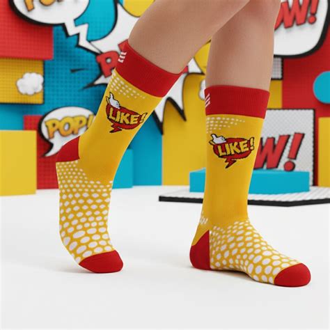 Buy Like 2.0 Pop Full-Length Socks – Yellow & Red | Unisex – Sockscarving®
