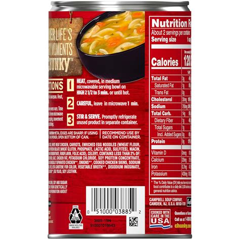Campbell's Chunky Creamy Chicken Noodle Soup Nutrition at Sue Alexander ...