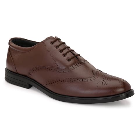 Eego Italy Plus Size Genuine Leather Brogue Lace Up Shoes GT-17-BROWN